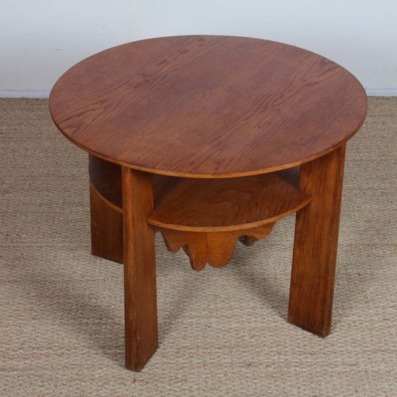 Image 1 of Wooden coffee table and pedestal table from the 1940s