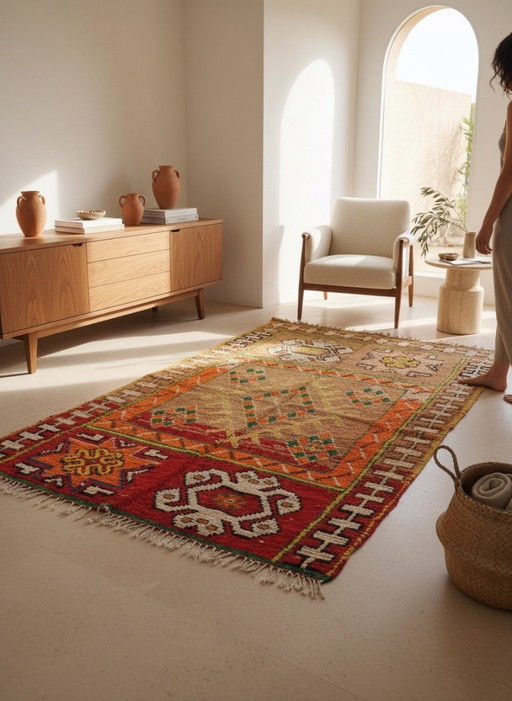 Vintage marokkanischer Boujaad-Teppich „Salome“ | Handgeknüpfter Berberteppich | 263 × 148 cm