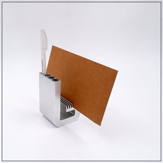 Image 1 of Pot à crayons et à lettres moderniste vintage en aluminium par Pierre Vandel, années 1970