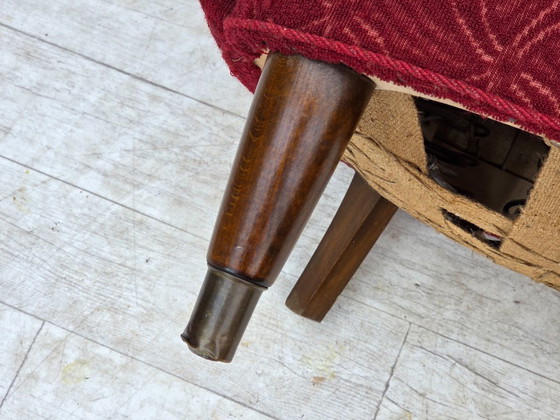 Image 1 of Anni '60, poltrona danese, tessuto originale rosso per mobili.