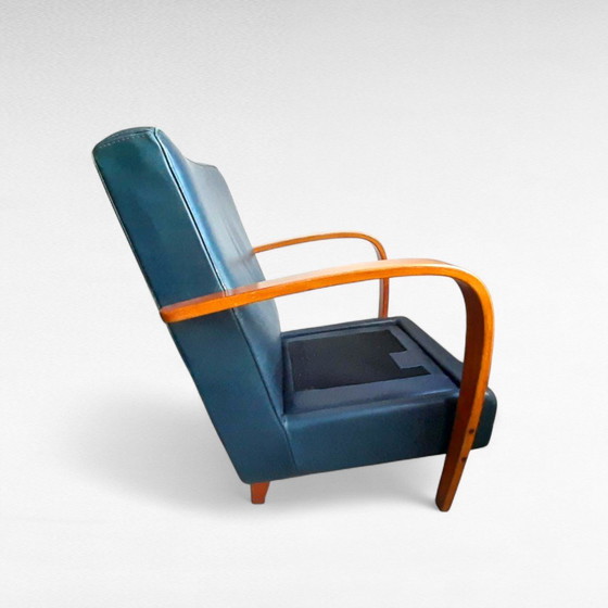 Image 1 of Italiaans Design Baxter Fauteuil, Petrol Groen Leer