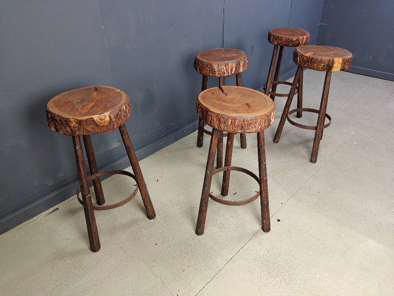 Image 1 of Vintage tree trunk bar stools, 1970s 