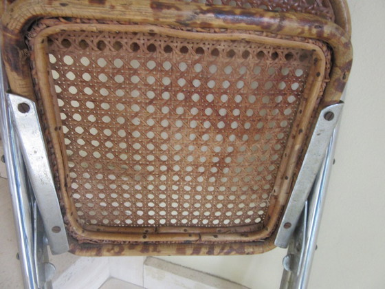 Image 1 of Child's chair chrome bamboo/rattan vintage modernist 70's