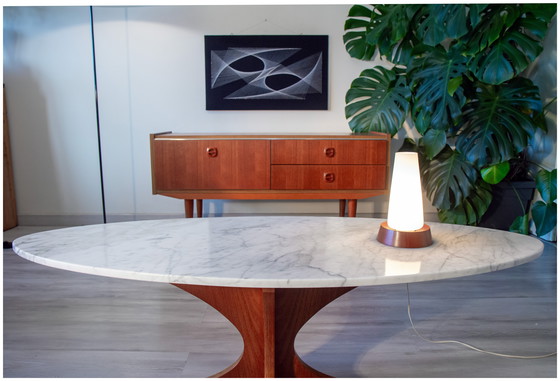 Image 1 of Lampe Scandinave Teck et Opaline 1960