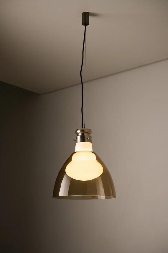 Space Age Blown Glass Pendant Lamp by Vistosi, Italy, 1970s, Ceiling lights, Aluminium (photo 4 of 10)