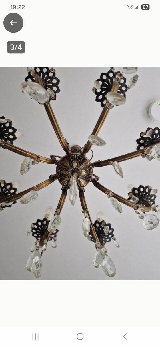 Antique brass chandelier, Brown (photo 6 of 6)