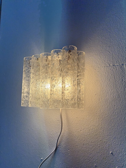Vintage Doria Leuchten wall lamp ice glass tubes 1960s