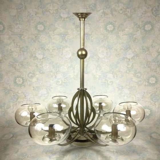 Art Deco Chandelier – Pendant lamps, Metal, Glass (photo 17 of 17)