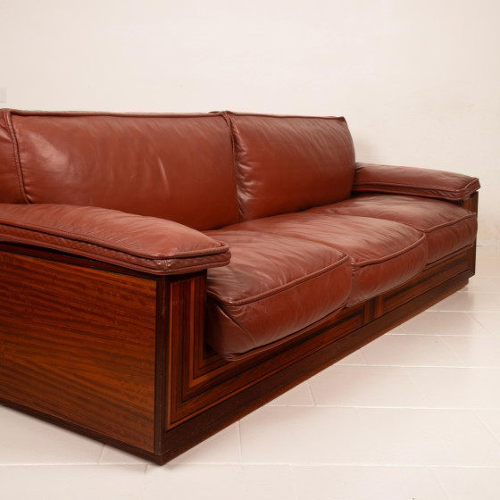 Sofá Paganini de Luciano Frigerio para Frigerio di Desio 1980 – Leather, Wood (photo 6 of 20)