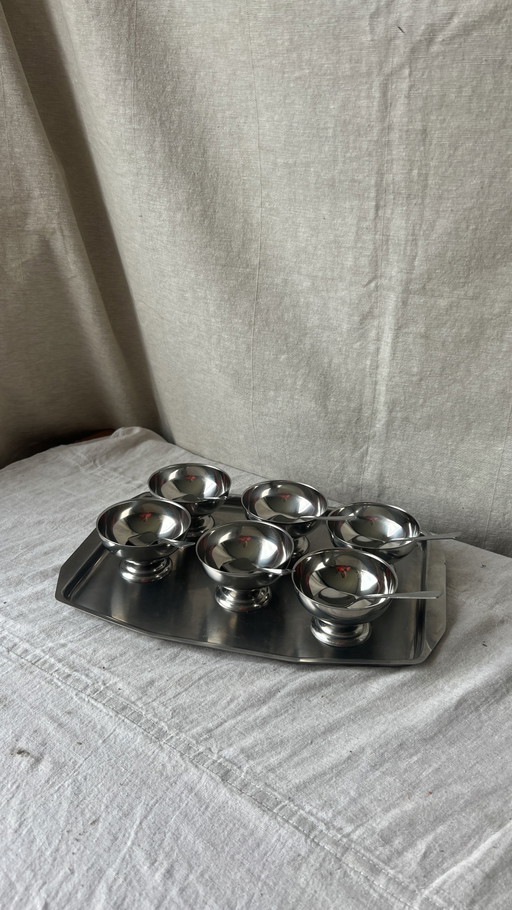 Vintage Silber Edelstahl Coupes neu in Box