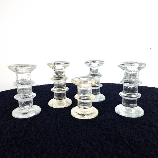 5x Vintage Pukeberg Kerzenständer Glas Staffan Gellerstedt