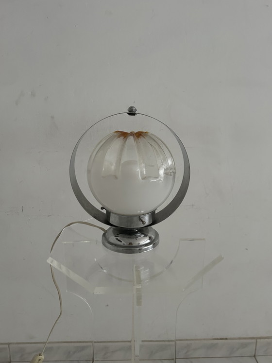 Image 1 of Vintage glass and chrome table lamp