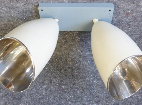 Image 1 of Plafondlamp met 2 grote spots, vintage rockabilly jaren 50, Franse plafondlamp.
