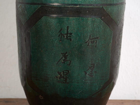Antieke hoge turquoise groene vaas (ca. 1820) #37 – Vazen, Ceramic (photo 22 of 40)