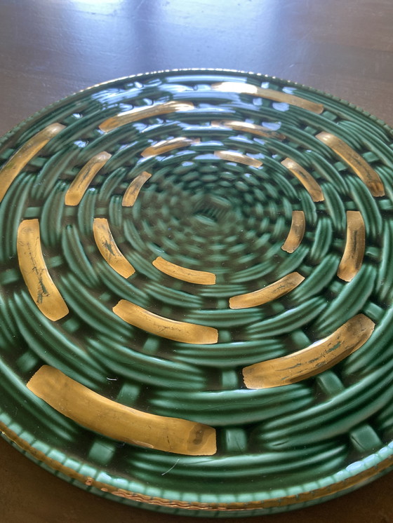 Image 1 of Plat et son couteau barbotine Sarreguemines