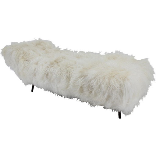 Divano letto vintage in pelle di pecora, 1960
