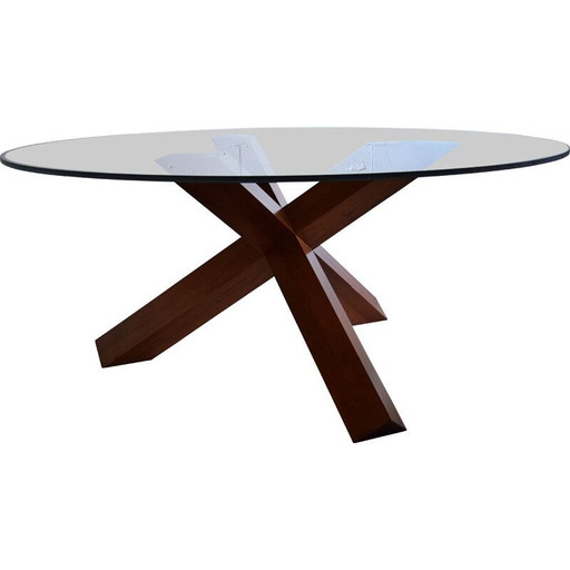 Oakwood brutalist mid-century coffee table, Belgium 1970s