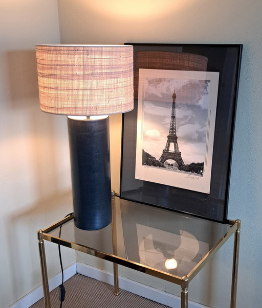 Black terracotta lamp base round table lamp