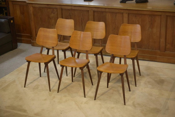 Set di 6 sedie in rovere degli anni '60. – Sedie da pranzo, Legno, Vintage (photo 13 of 13)