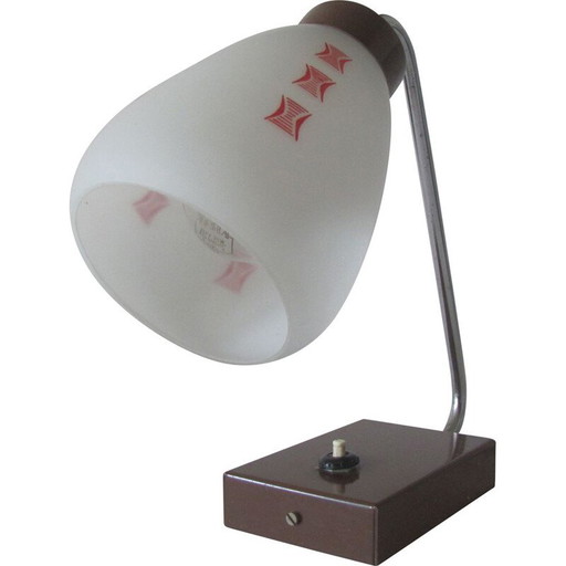 Vintage glass and metal table lamp, Czechoslovakia 1960