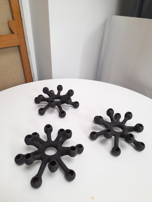 3 Spider candleholders by Jens Quistgaard, dansk