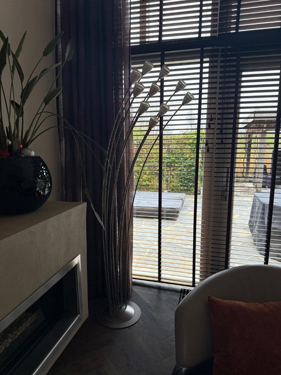 Image 1 of Lampe sur pied en métal Rob Nollet pour Quasar, composée de 10 tiges et d'un variateur.