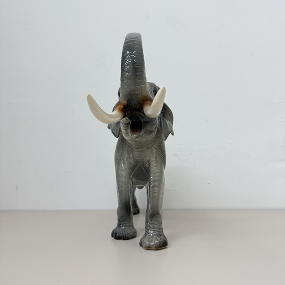 Image 1 of Statua di elefante in ceramica grigia vintage