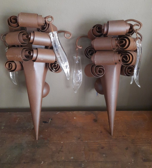 2x Lampada da parete vintage a forma di torcia