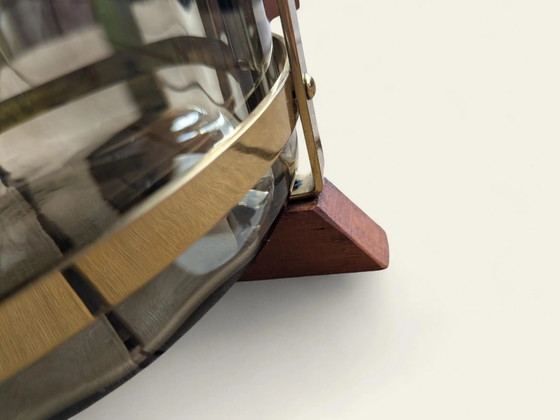 Rare Service à Punch Vintage des Années 1930 – Verre Fumé, Laiton & Bois de Teck – Verres et carafes, Brass (photo 7 of 9)