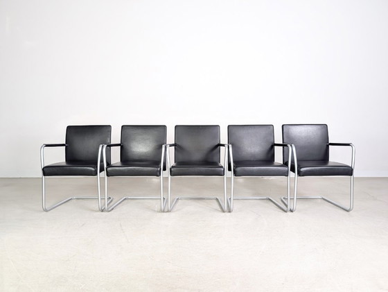 Image 1 of Juego de 5 sillas Walter Knoll Jason Lite 1500, cuero negro