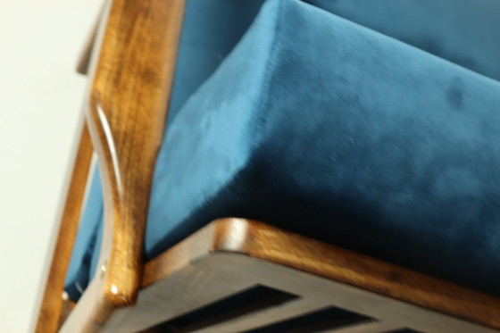 Image 1 of Vintage fauteuil blauw marin Scandinavisch ontwerp door Z.Bączyk 1965