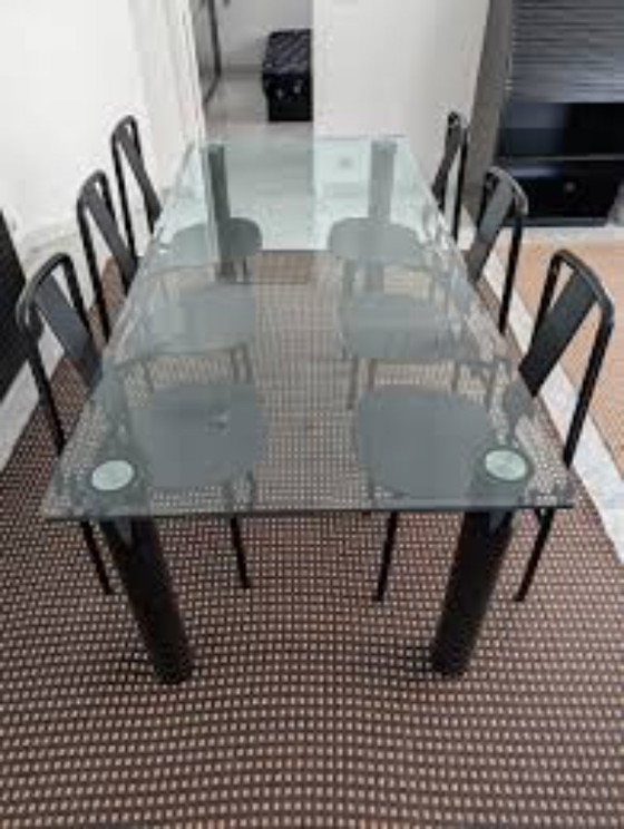 Zanotta Marcuso Mesa de comedor, Mesas de comedor, Vidrio, Metal, Transparente, Modern (foto 3 de 5)
