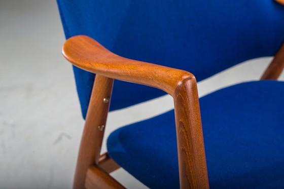 Image 1 of Fauteuil in blauw en teak van Alf Svensson voor Dux, 1960