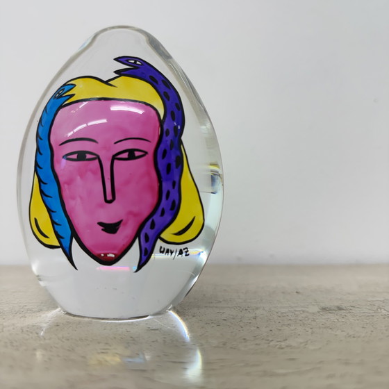 Image 1 of Ulrica Hydman Vallien für Kosta Boda handbemalter Briefbeschwerer