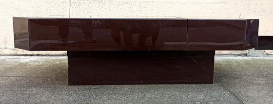 Image 1 of Bartafel uit de jaren 70 met geïntegreerd mechanisme, 125,5 cm lang.