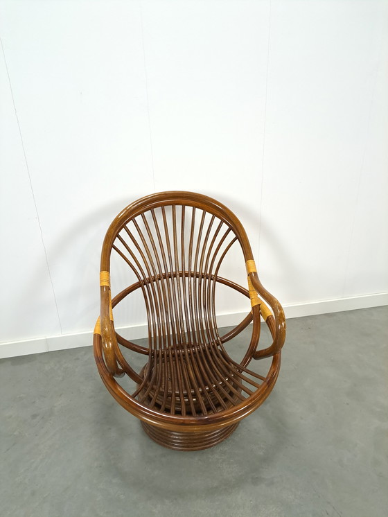 Image 1 of Rotan Manou Draai Stoel Vintage