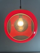 Lampe vintage rouge de l'ère spatiale Lampe pendante Bug Eye 1970