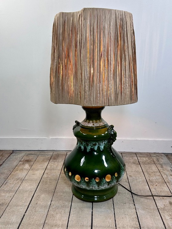 Image 1 of Vintage 1960 groene keramische lamp