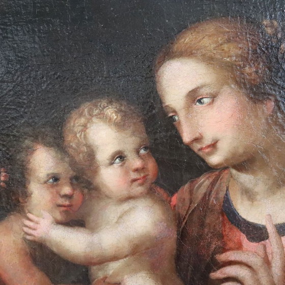Image 1 of Pintura religiosa antigua al óleo sobre lienzo, Italia, siglo XVIII.