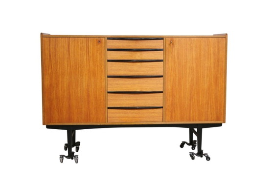 Credenza scandinava mini in teak, Danimarca anni '60, Credenze, Legno, Metallo, Marrone, Mid Century Modern (foto 9 di 9)