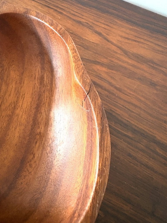 Image 1 of Vassoio da portata vintage in teak, con 5 scomparti e base girevole (Lazy Susan).