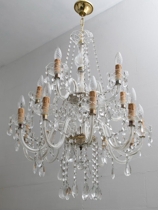 Maria Theresa Mid-Century Modern Italian 15-Light Crystal Chandelier, 1950s