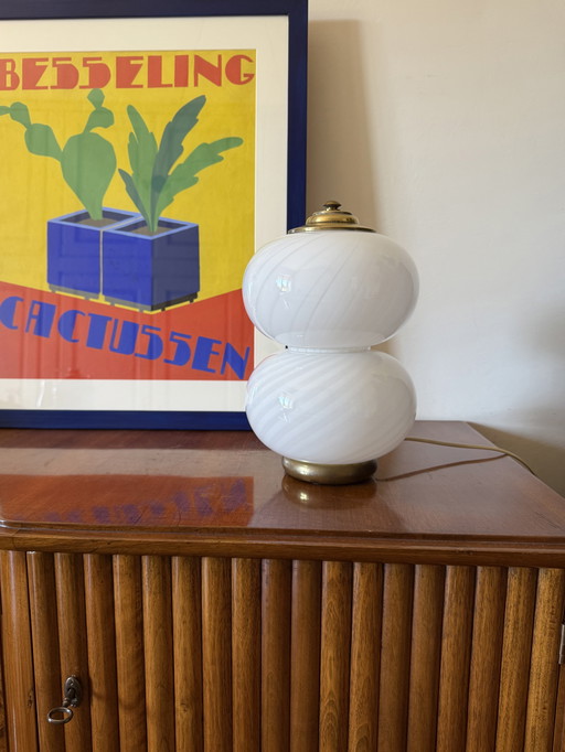 Lampe de table en laiton et verre du milieu du siècle, Gielle Italie, années 1970
