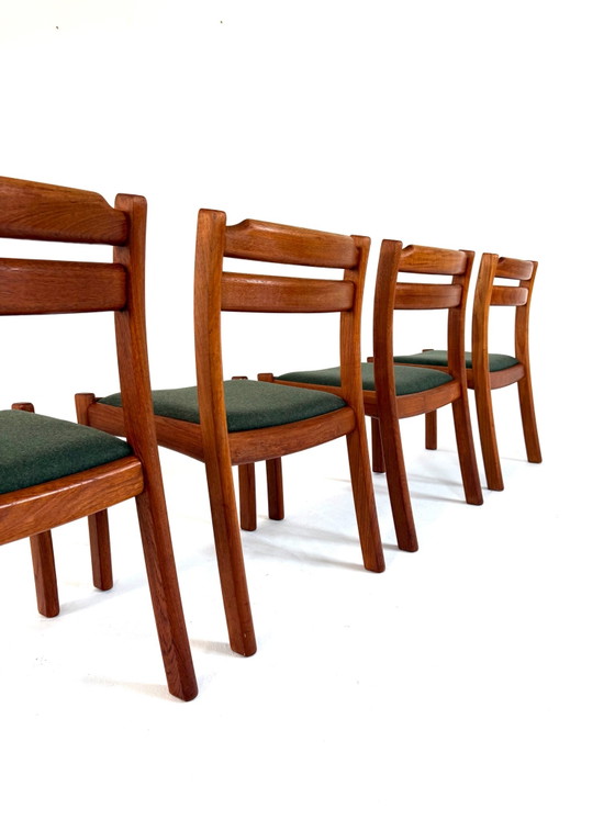 4x restored Dining chair, Dyrlund ‘70, Wood, Wool, Brown (photo 3 of 12)