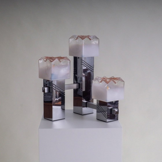 Image 1 of Tafellamp met Murano glazen kappen van Gaetano Sciolari