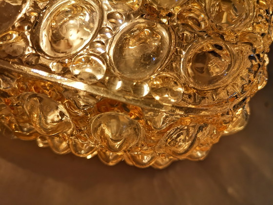 Image 1 of Original Mid Century Bubble Glas Wandlampe Limburg A670 Amber Bernstein Space Age 60er 70er Tynell-Ära
