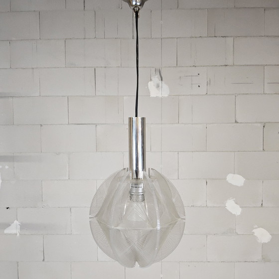Image 1 of Vintage design Space-Age Paul Secon nylon draad hanglamp Sompex (70s) Spiderweb Swag lamp