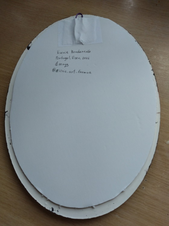 Image 1 of Original painting of the cat Pipette – Handcrafted cold-fired ceramic frame (33x22 cm)
