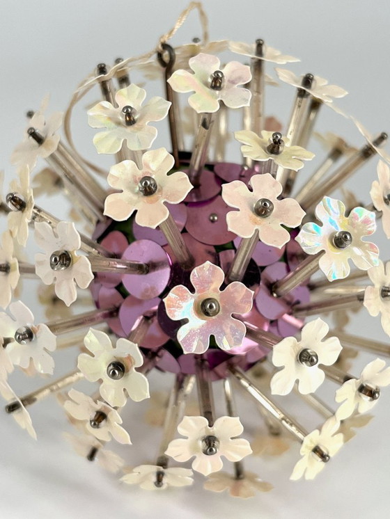 Image 1 of Vintage Space Age Christmas Ornament – Pink – 1960s – Boxed