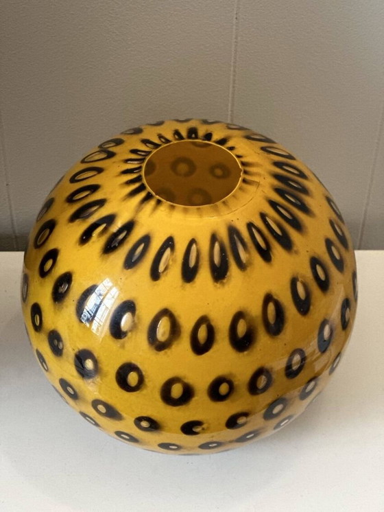 Image 1 of Antique Black And Yellow Speckled Glass Vase